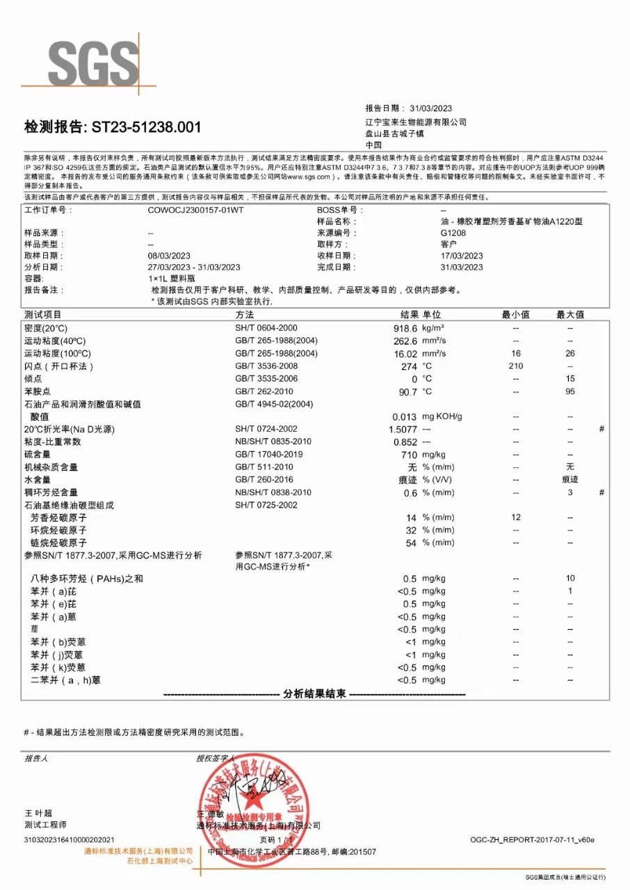 1220芳香烴橡膠油7560