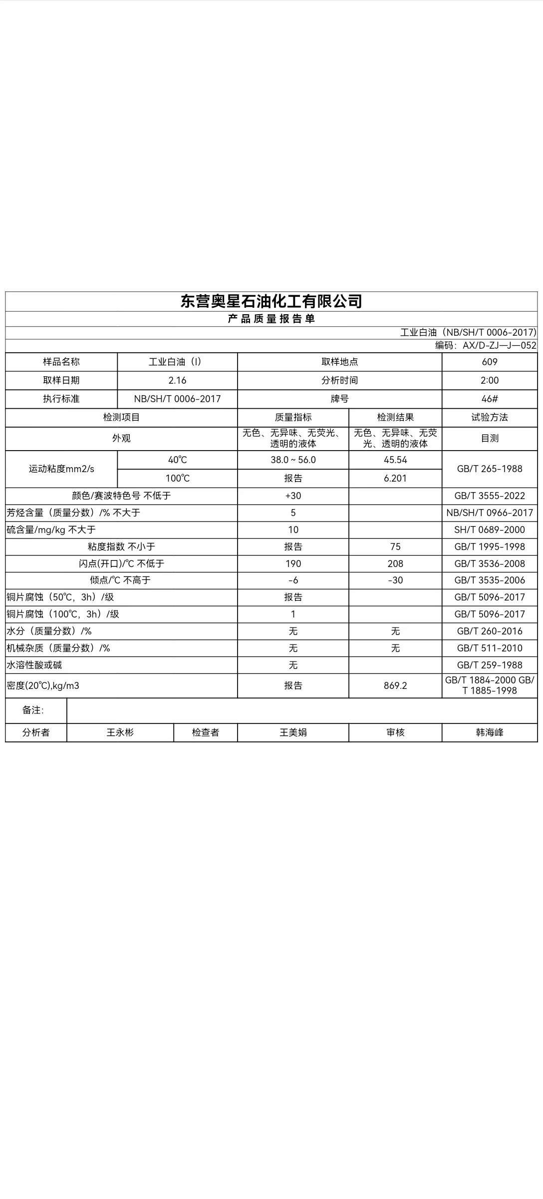 奧星46號白油7750每噸煉廠提
